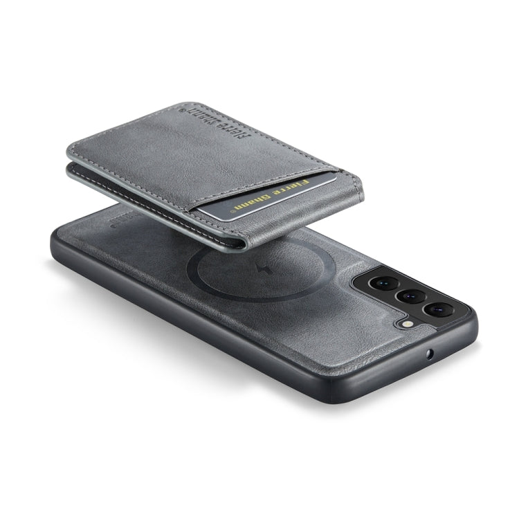 For Samsung Galaxy S22 5G Fierre Shann Cowhide Vertical Flip Magnetic Card Holder Phone Case(Grey) - Galaxy S22 5G Cases by FIERRE SHANN | Online Shopping UK | buy2fix