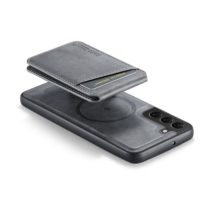 For Samsung Galaxy S22 5G Fierre Shann Cowhide Vertical Flip Magnetic Card Holder Phone Case(Grey) - Galaxy S22 5G Cases by FIERRE SHANN | Online Shopping UK | buy2fix