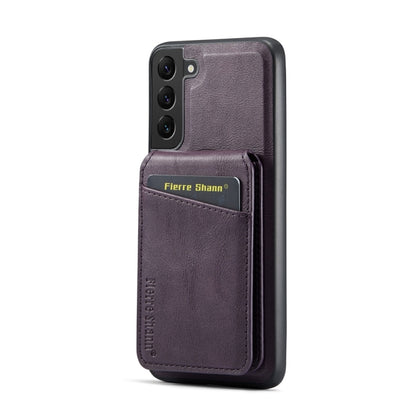 For Samsung Galaxy S22 5G Fierre Shann Cowhide Vertical Flip Magnetic Card Holder Phone Case(Purple) - Galaxy S22 5G Cases by FIERRE SHANN | Online Shopping UK | buy2fix