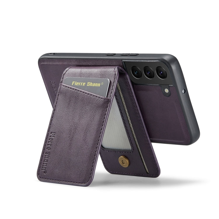 For Samsung Galaxy S22 5G Fierre Shann Cowhide Vertical Flip Magnetic Card Holder Phone Case(Purple) - Galaxy S22 5G Cases by FIERRE SHANN | Online Shopping UK | buy2fix