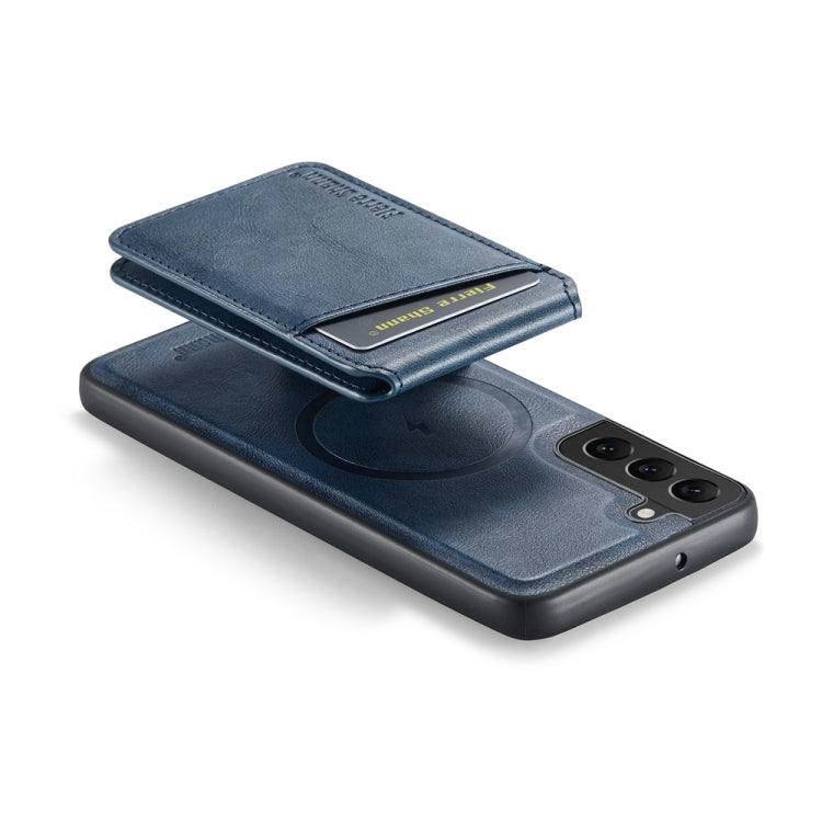 For Samsung Galaxy S22+ 5G Fierre Shann Cowhide Vertical Flip Magnetic Card Holder Phone Case(Blue) - Galaxy S22+ 5G Cases by FIERRE SHANN | Online Shopping UK | buy2fix