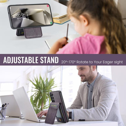 For Samsung Galaxy S24 FE 5G Fierre Shann Cowhide Vertical Flip Magnetic Card Holder Phone Case(Purple) - Galaxy S24 FE 5G Cases by FIERRE SHANN | Online Shopping UK | buy2fix