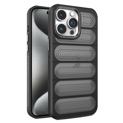 For iPhone 15 Pro Max Cooling Armor Translucent Mesh Breathable Phone Case(Black) by buy2fix