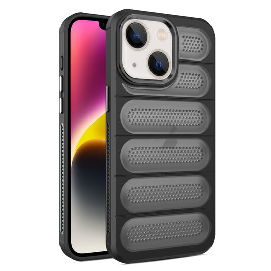For iPhone 14 Plus Cooling Armor Translucent Mesh Breathable Phone Case(Black) by buy2fix