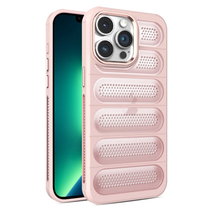 For iPhone 13 Pro Max Cooling Armor Translucent Mesh Breathable Phone Case(Pink) by buy2fix