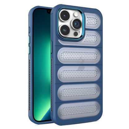 For iPhone 13 Pro Cooling Armor Translucent Mesh Breathable Phone Case(Blue) by buy2fix
