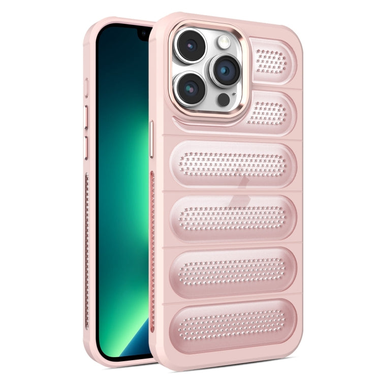For iPhone 13 Pro Cooling Armor Translucent Mesh Breathable Phone Case(Pink) by buy2fix