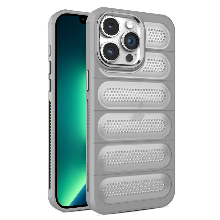 For iPhone 13 Pro Cooling Armor Translucent Mesh Breathable Phone Case(Grey) by buy2fix