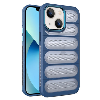 For iPhone 13 Cooling Armor Translucent Mesh Breathable Phone Case(Blue) by buy2fix
