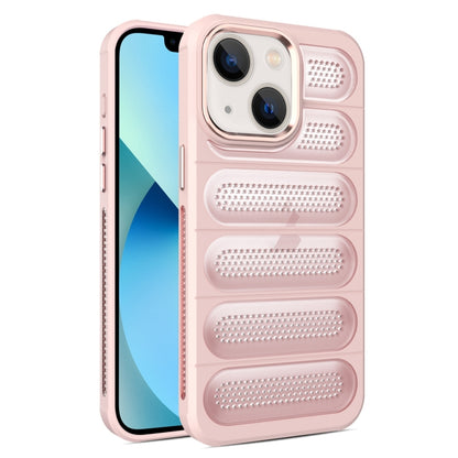 For iPhone 13 Cooling Armor Translucent Mesh Breathable Phone Case(Pink) by buy2fix
