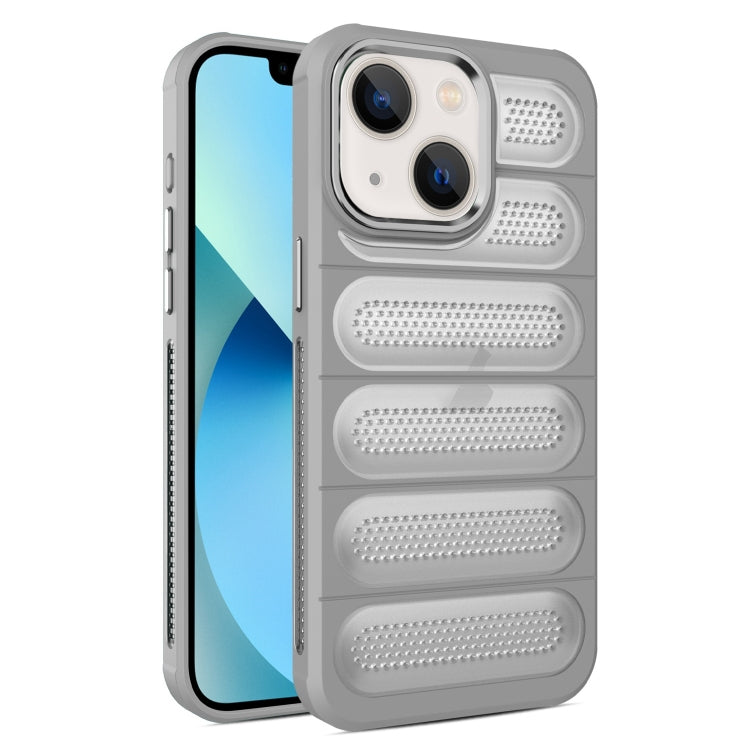 For iPhone 13 Cooling Armor Translucent Mesh Breathable Phone Case(Grey) by buy2fix
