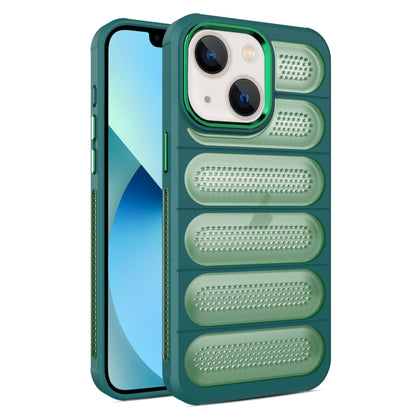 For iPhone 13 Cooling Armor Translucent Mesh Breathable Phone Case(Green) by buy2fix