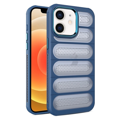 For iPhone 12 Cooling Armor Translucent Mesh Breathable Phone Case(Blue) by buy2fix