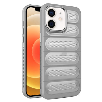 For iPhone 12 Cooling Armor Translucent Mesh Breathable Phone Case(Grey) by buy2fix