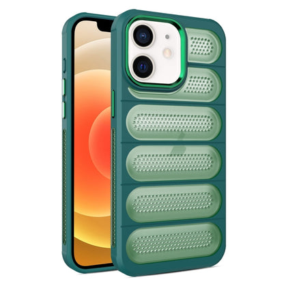 For iPhone 12 Cooling Armor Translucent Mesh Breathable Phone Case(Green) by buy2fix