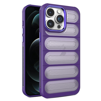 For iPhone 12 Pro Max Cooling Armor Translucent Mesh Breathable Phone Case(Purple) by buy2fix
