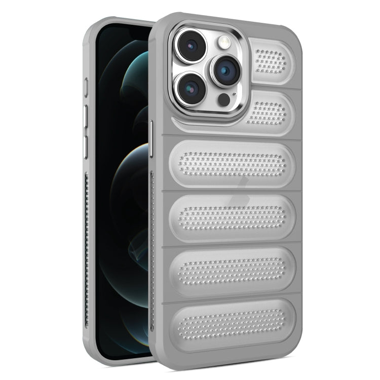 For iPhone 12 Pro Cooling Armor Translucent Mesh Breathable Phone Case(Grey) by buy2fix