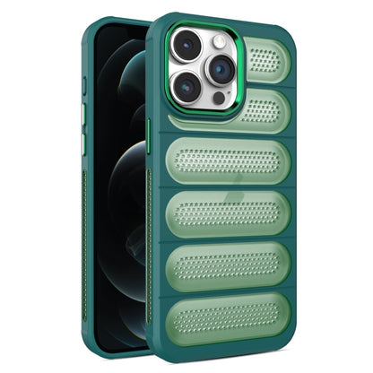 For iPhone 12 Pro Cooling Armor Translucent Mesh Breathable Phone Case(Green) by buy2fix