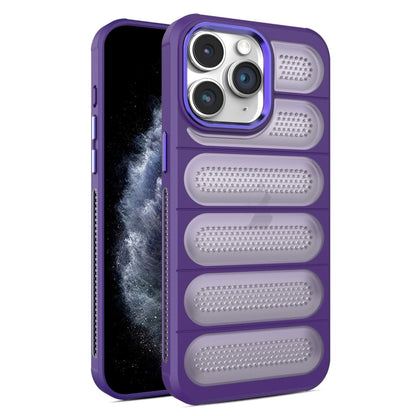 For iPhone 11 Pro Cooling Armor Translucent Mesh Breathable Phone Case(Purple) by buy2fix