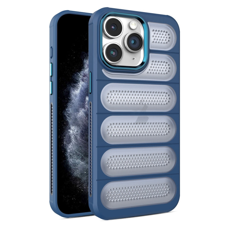 For iPhone 11 Pro Cooling Armor Translucent Mesh Breathable Phone Case(Blue) by buy2fix