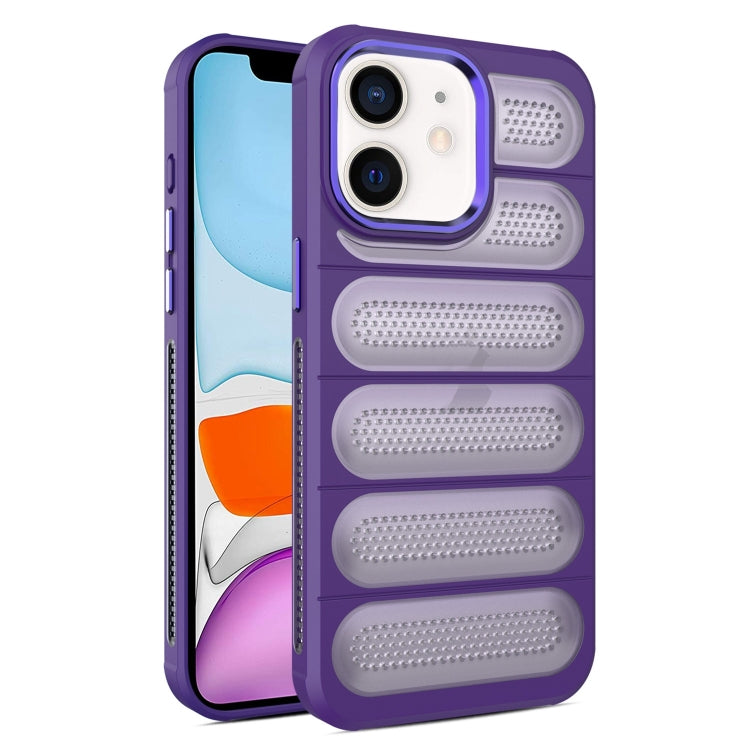 For iPhone 11 Cooling Armor Translucent Mesh Breathable Phone Case(Purple) by buy2fix