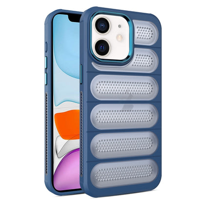 For iPhone 11 Cooling Armor Translucent Mesh Breathable Phone Case(Blue) by buy2fix