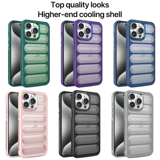 For iPhone 15 Pro Cooling Armor Translucent Mesh Breathable Phone Case(Green) by buy2fix