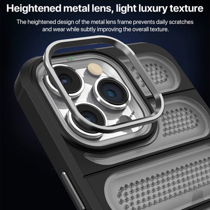 For iPhone 15 Plus Cooling Armor Translucent Mesh Breathable Phone Case(Grey) by buy2fix