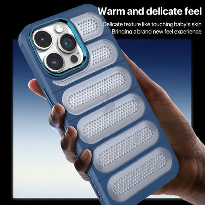 For iPhone 13 Pro Cooling Armor Translucent Mesh Breathable Phone Case(Blue) by buy2fix