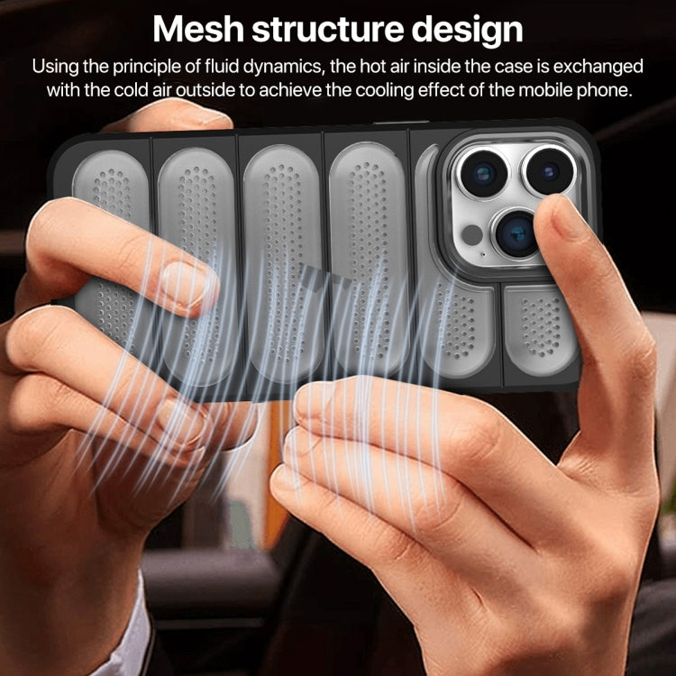 For iPhone 14 Pro Cooling Armor Translucent Mesh Breathable Phone Case(Grey) by buy2fix