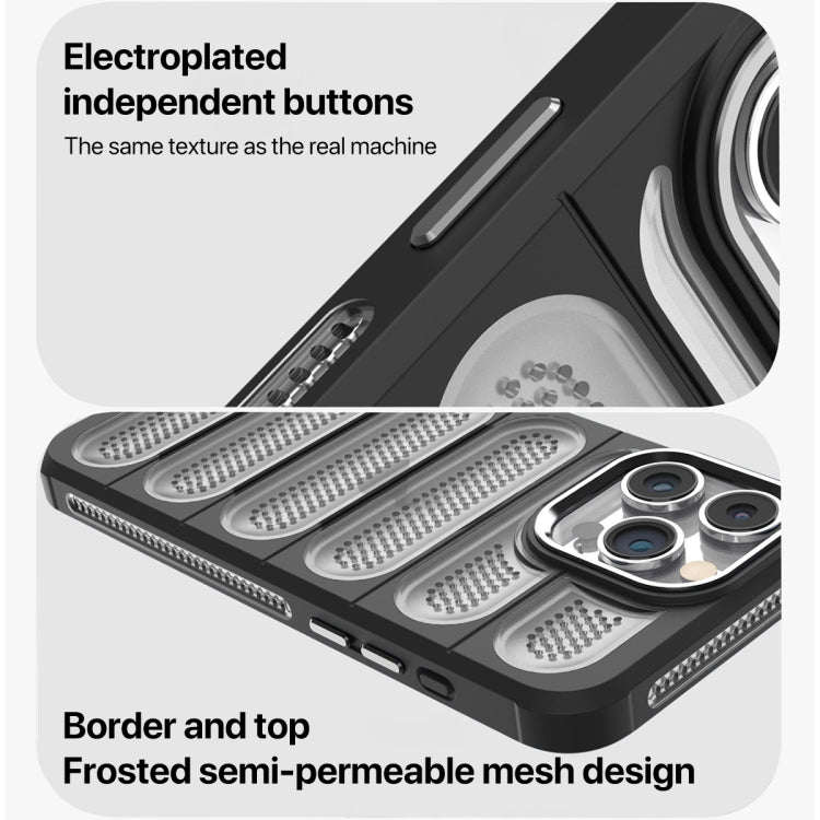 For iPhone 12 Cooling Armor Translucent Mesh Breathable Phone Case(Purple) by buy2fix