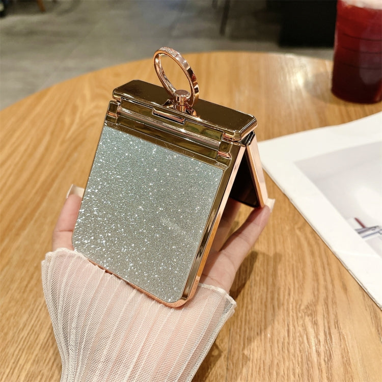 For Samsung Galaxy Z Flip4 5G Electroplated PC Starry Sky Glitter Shockproof Phone Case with Ring(Gold) - Galaxy Z Flip4 5G Cases by buy2fix | Online Shopping UK | buy2fix