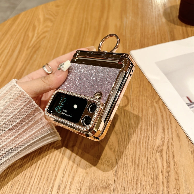 For Samsung Galaxy Z Flip4 5G Electroplated PC Starry Sky Glitter Shockproof Phone Case with Ring(Blue) - Galaxy Z Flip4 5G Cases by buy2fix | Online Shopping UK | buy2fix