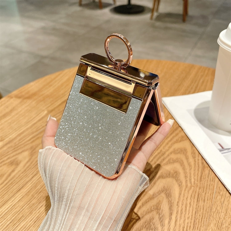 For Samsung Galaxy Z Flip5 5G Electroplated PC Starry Sky Glitter Shockproof Phone Case with Ring(Black) - Galaxy Z Flip5 Cases by buy2fix | Online Shopping UK | buy2fix