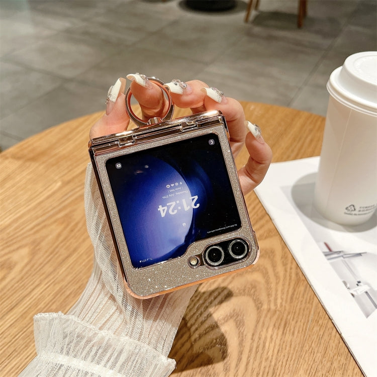 For Samsung Galaxy Z Flip6 / Flip7 FE Electroplated PC Starry Sky Glitter Shockproof Phone Case with Ring(Gold) - Galaxy Z Flip6 5G Cases by buy2fix | Online Shopping UK | buy2fix