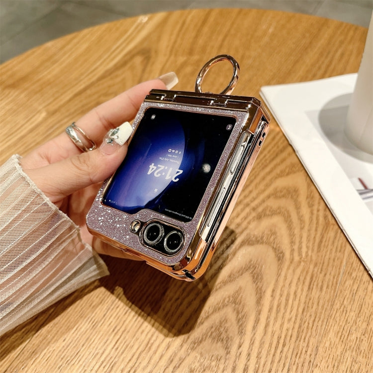 For Samsung Galaxy Z Flip6 5G Electroplated PC Starry Sky Glitter Shockproof Phone Case with Ring(Blue) - Galaxy Z Flip6 5G Cases by buy2fix | Online Shopping UK | buy2fix