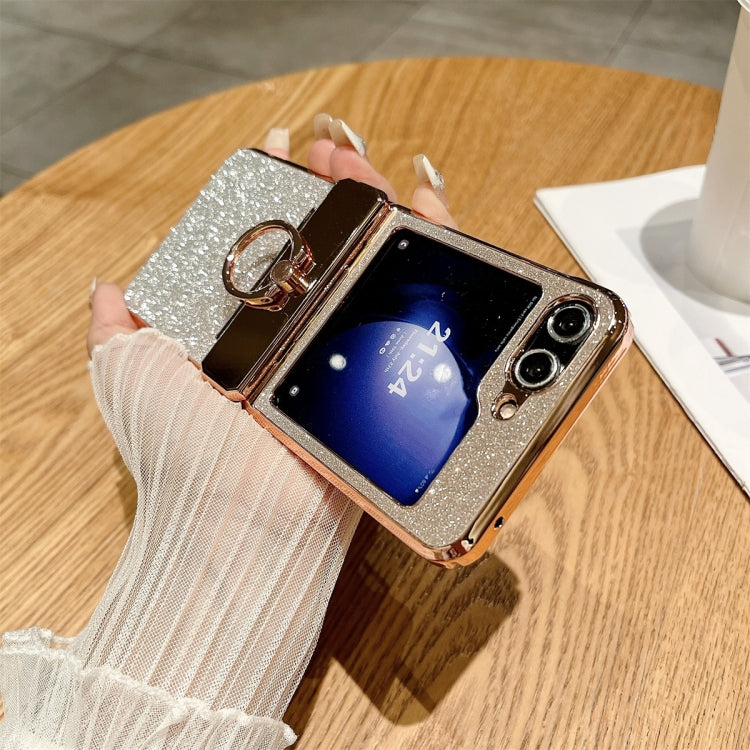 For Samsung Galaxy Z Flip6 5G Electroplated PC Starry Sky Glitter Shockproof Phone Case with Ring(Blue) - Galaxy Z Flip6 5G Cases by buy2fix | Online Shopping UK | buy2fix