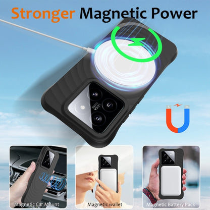 For Xiaomi 14 Wave Texture MagSafe Magnetic Liquid Silicone Phone Case(Black) - 14 Cases by buy2fix | Online Shopping UK | buy2fix