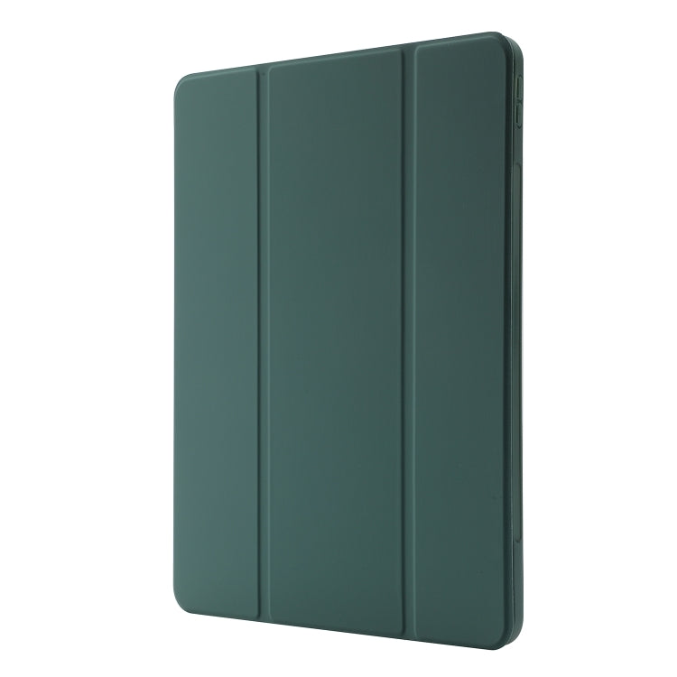 For iPad Pro 11 2024 Skin Feel Tri-fold Leather Tablet Case with Pen Slot(Dark Green) - iPad Pro 11 2024 Cases by buy2fix | Online Shopping UK | buy2fix