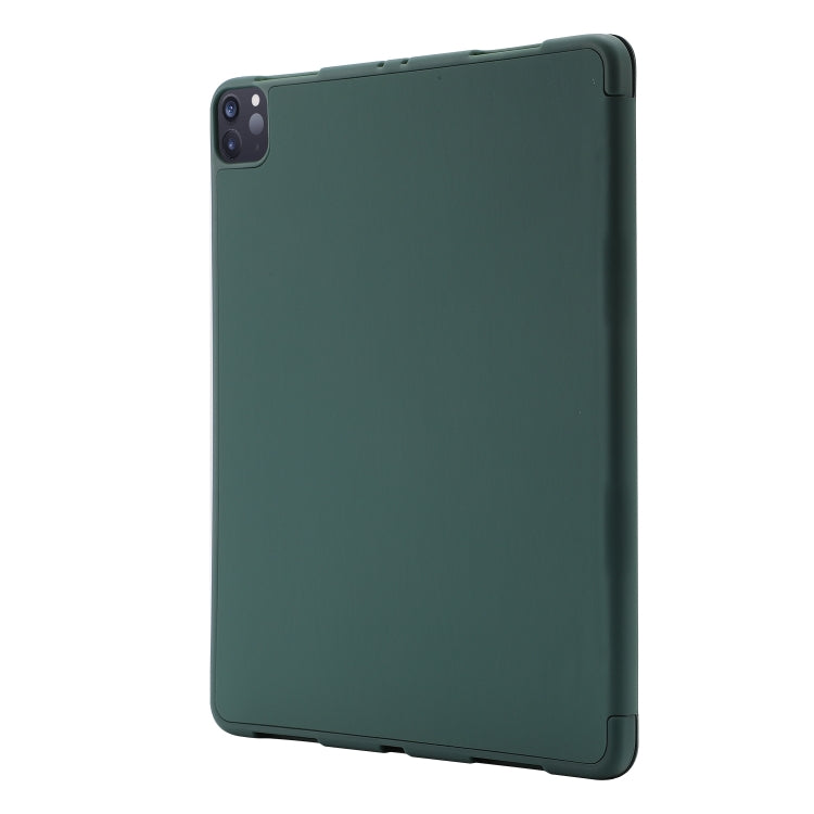 For iPad Pro 13 2024 Skin Feel Tri-fold Leather Tablet Case with Pen Slot(Dark Green) - iPad Pro 13 2024 Cases by buy2fix | Online Shopping UK | buy2fix