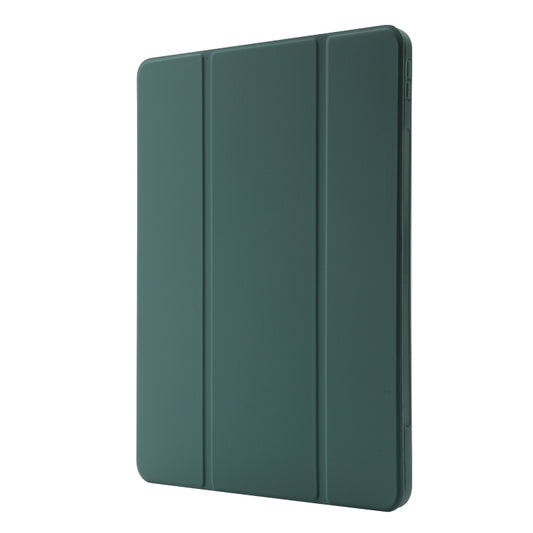 For iPad Air 13 2025 / 2024 Skin Feel Tri-fold Leather Tablet Case with Pen Slot(Dark Green) by buy2fix