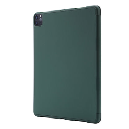 For iPad Air 13 2024 Skin Feel Tri-fold Leather Tablet Case with Pen Slot(Dark Green) - iPad Air 13 2024 Cases by buy2fix | Online Shopping UK | buy2fix