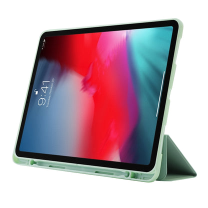 For iPad Air 13 2024 Skin Feel Tri-fold Leather Tablet Case with Pen Slot(Matcha Green) - iPad Air 13 2024 Cases by buy2fix | Online Shopping UK | buy2fix