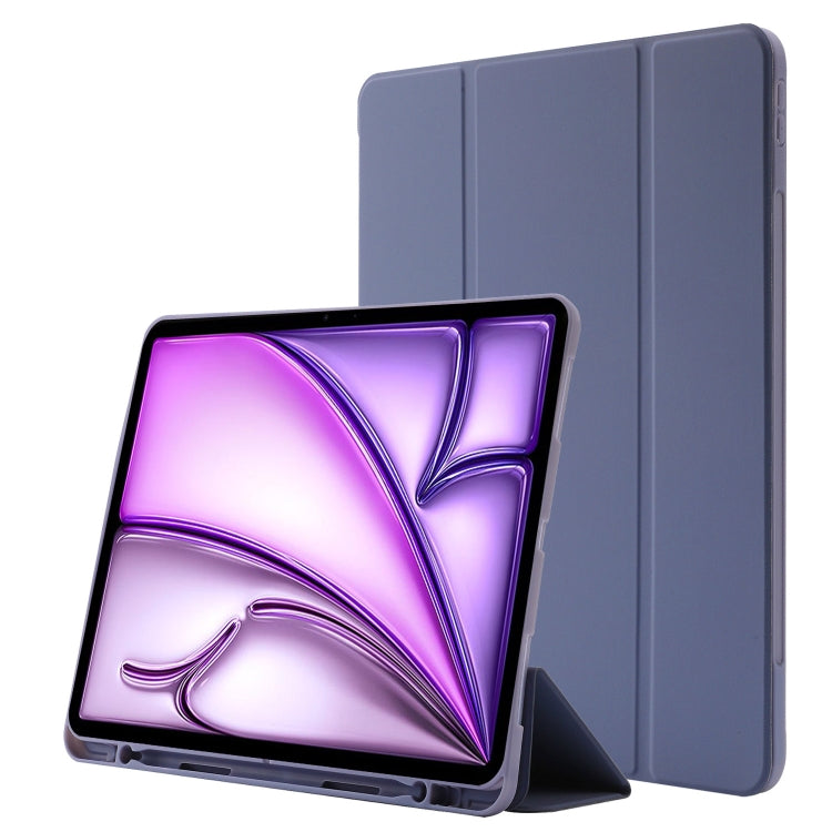 For iPad Air 13 2025 / 2024 Skin Feel Tri-fold Leather Tablet Case with Pen Slot(Lavender) by buy2fix