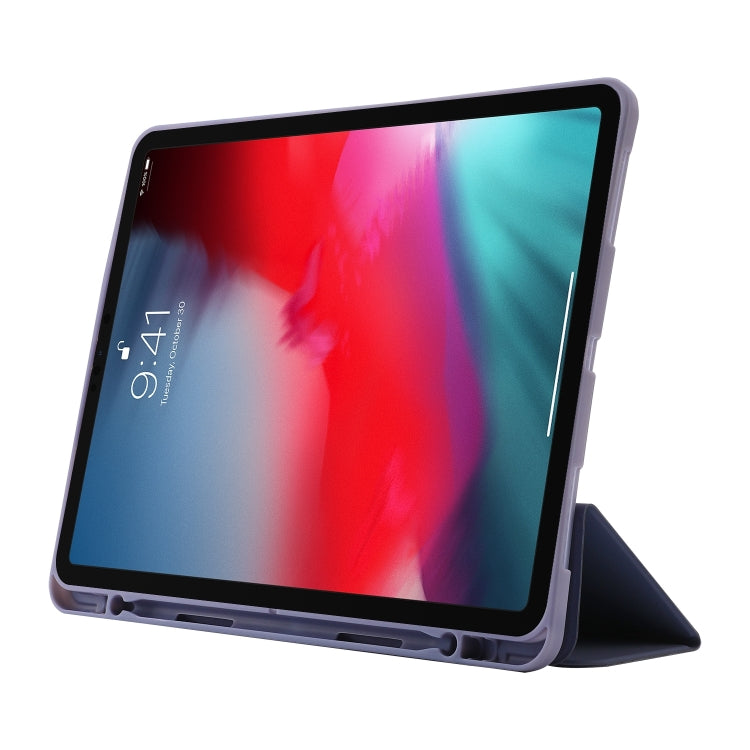 For iPad Air 13 2025 / 2024 Skin Feel Tri-fold Leather Tablet Case with Pen Slot(Lavender) by buy2fix