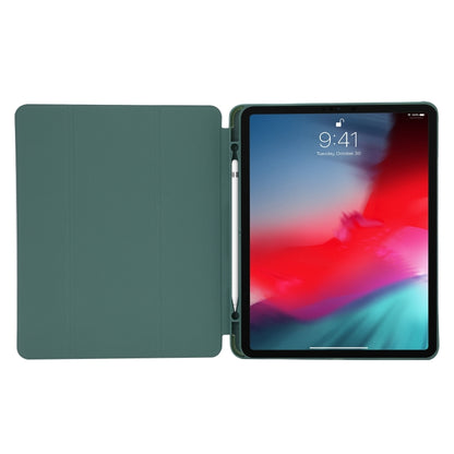 For iPad Pro 13 2024 Skin Feel Tri-fold Leather Tablet Case with Pen Slot(Dark Green) - iPad Pro 13 2024 Cases by buy2fix | Online Shopping UK | buy2fix