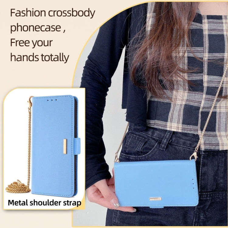 For OnePlus 12 5G Crossbody Chain Leather Phone Case(Blue) - OnePlus Cases by buy2fix | Online Shopping UK | buy2fix