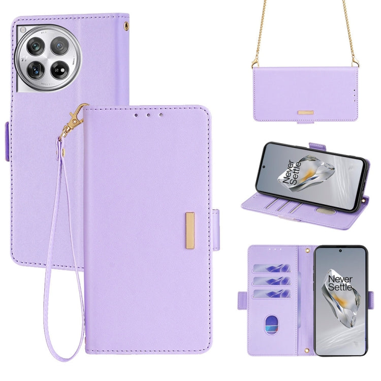 For OnePlus 12 5G Crossbody Chain Leather Phone Case(Purple) - OnePlus Cases by buy2fix | Online Shopping UK | buy2fix