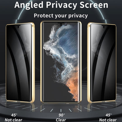 For Samsung Galaxy S24 Ultra 5G MagSafe Magnetic Privacy Frosted Tempered Glass Holder Phone Case(Gold) - Galaxy S24 Ultra 5G Cases by buy2fix | Online Shopping UK | buy2fix