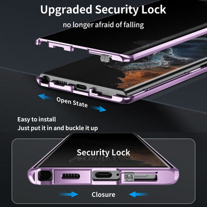 For Samsung Galaxy S24 Ultra 5G MagSafe Magnetic Privacy Frosted Tempered Glass Holder Phone Case(Purple) - Galaxy S24 Ultra 5G Cases by buy2fix | Online Shopping UK | buy2fix